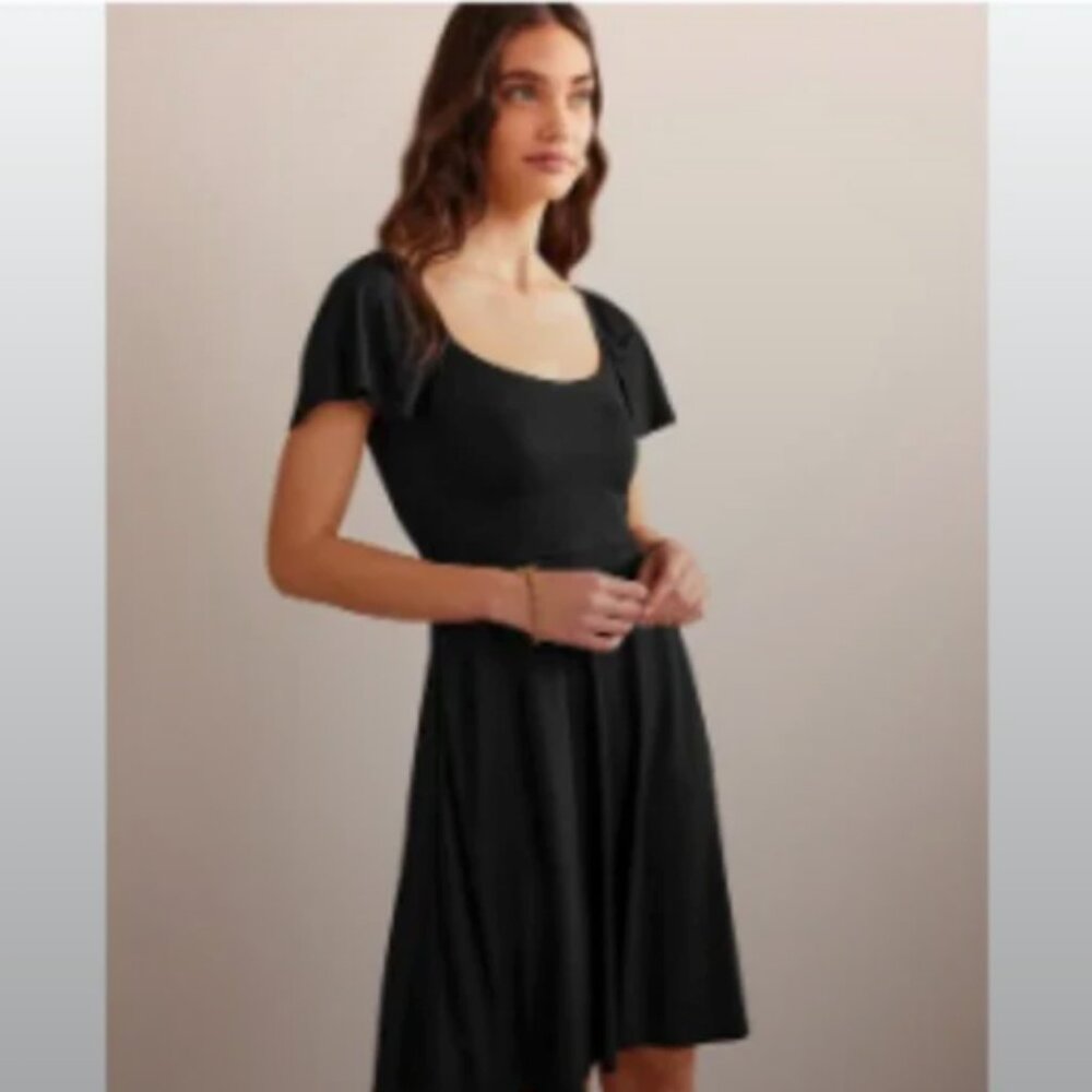 Boden Square Neck Jersey Mini Dress 16/18 R, Black